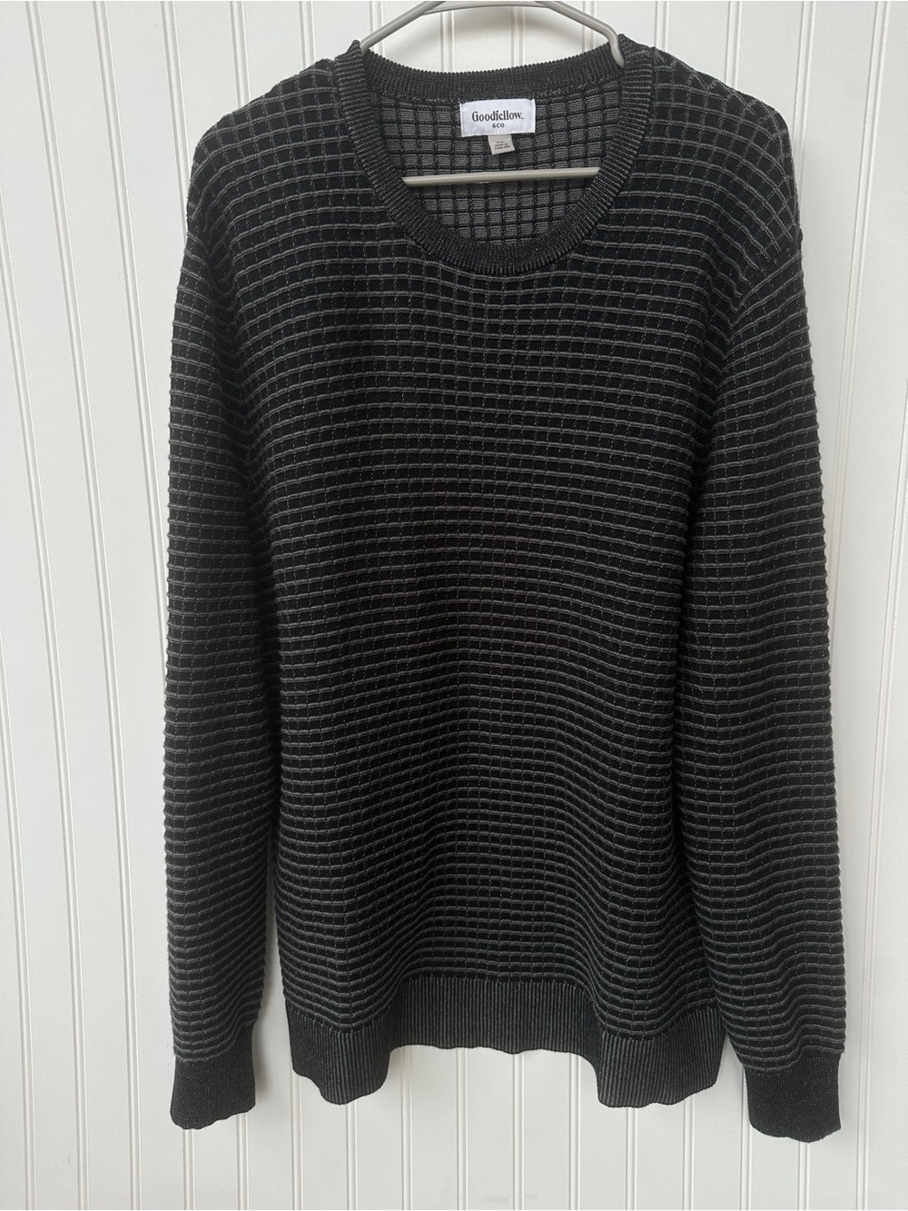 Goodfellow & Co Men's Black Waffle-Knit Crewneck Sweater